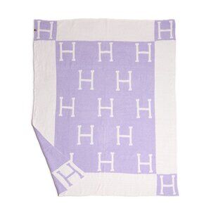 H Patterned Reversible Throw Blanket lilac